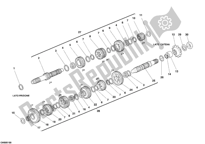 Todas las partes para Caja De Cambios de Ducati Sport ST3 S ABS USA 1000 2007